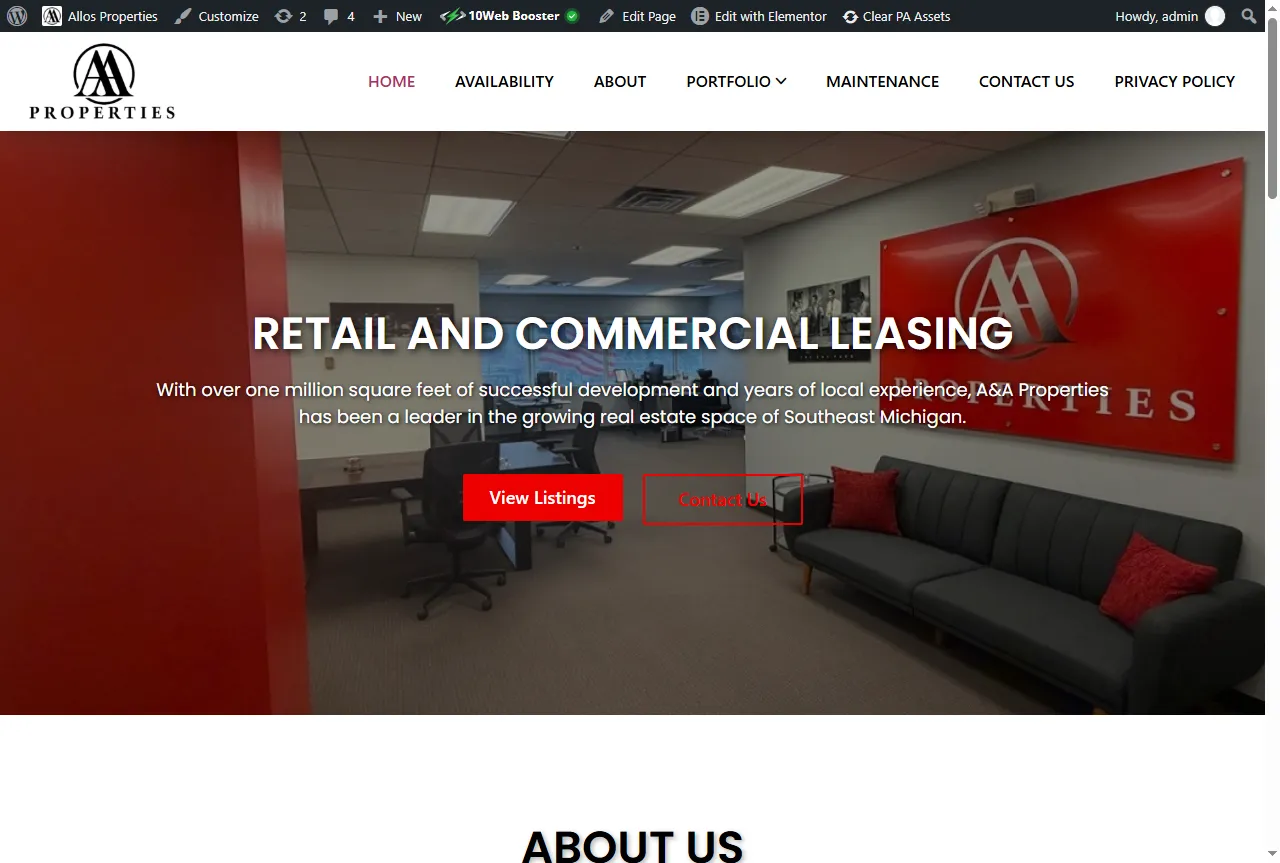 Allos Properties website designed by WebGrowCraft