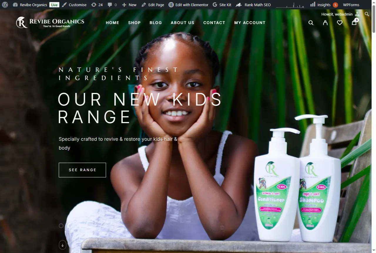 Revibe Organics website designed by WebGrowCraft