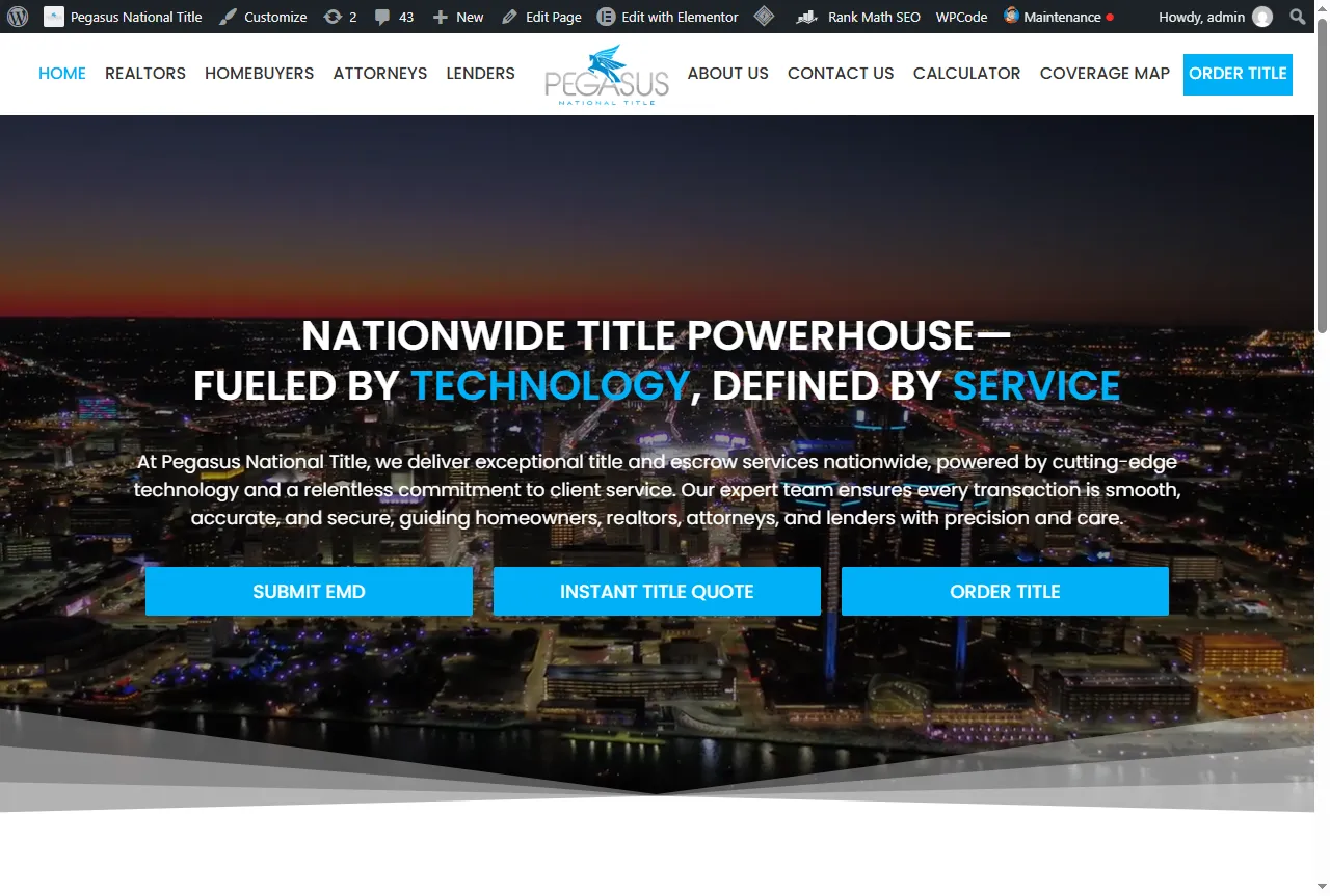 Pegasus National Title website designed by WebGrowCraft